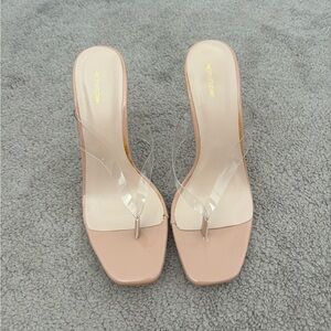 NWOT Pretty Little Thing Strappy clear nude stiletto sandal heel